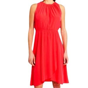 Athleta Mini Dress S Bright Red Sleeveless Faux Wrap Tassle Tie Tennis
